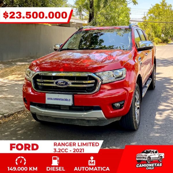 FORD RANGER LIMITED AUTOMATICA 4X4 3.2cc Diesel Uso Particular, Unico Dueño, 2021
