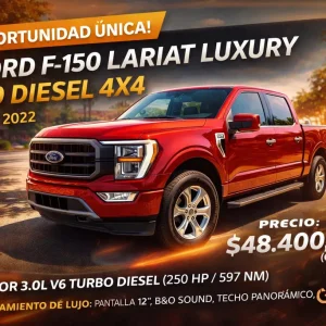 FORD F150 LARIAT LUXURY ((DIESEL)) ((TIENE IVA)) 2022 4X4 TECHO CUERO 3.0CC, EXCELENTE OPORTUNIDAD WSP +56978470367 MANTENCIONES EN LA MARCA