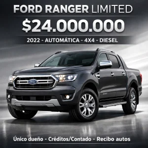 FORD RANGER LIMITED AUTOMATICA 3.2CC, 2022, 128.000KM, TOP DE LINEA, UNICO DUEÑO, EXCELENTE ESTADO, CREDITOS, CONTADO, RECIBO AUTOS, CONSULTEN NUESTRAS CAMIONETASCHILE…